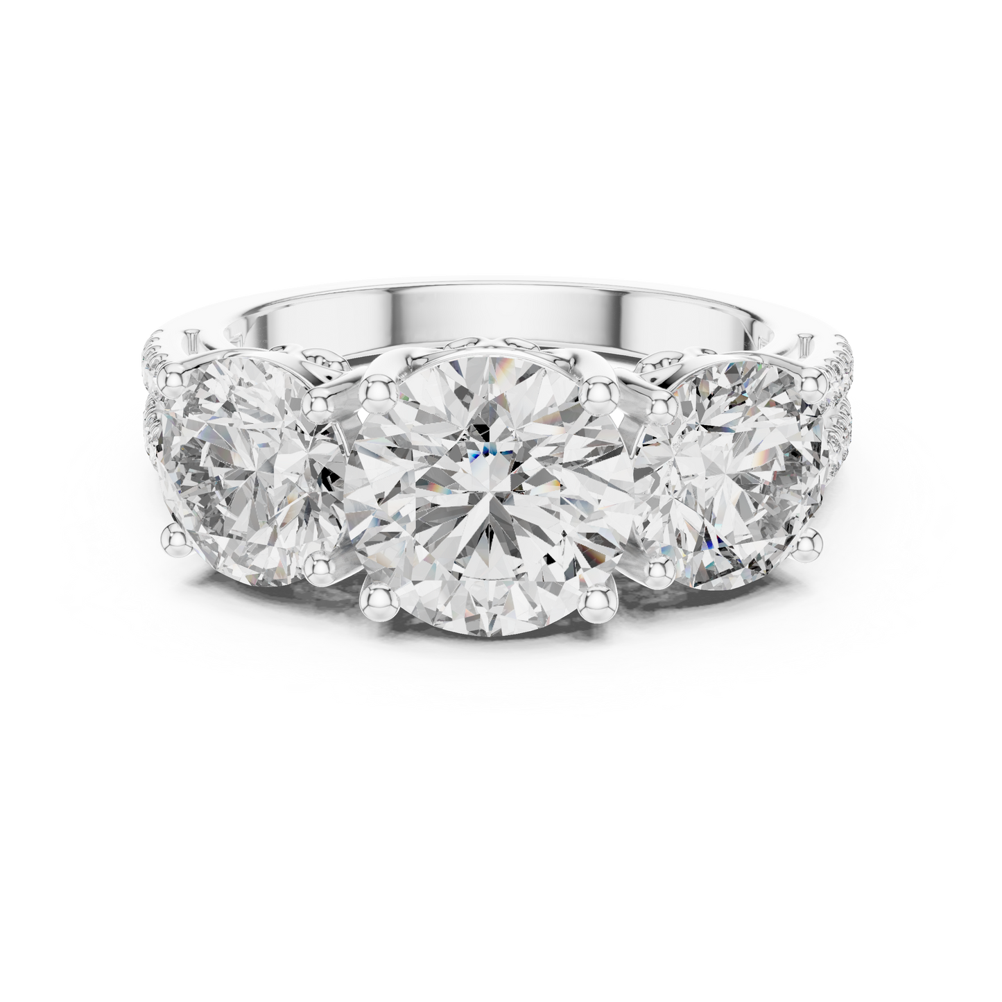 Royal Triple Diamonds with Diamond border Ring - SB-9-47