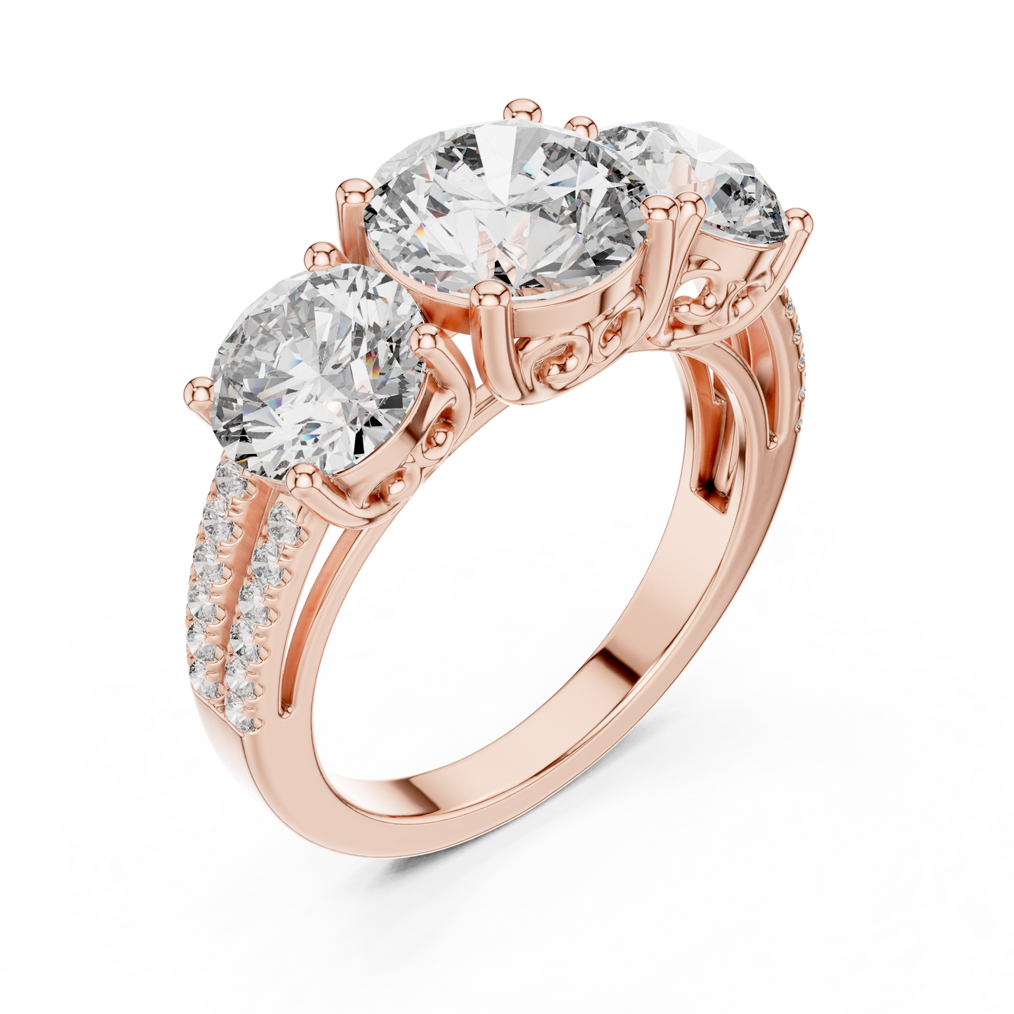 Royal Triple Diamonds with Diamond border Ring - SB-9-47