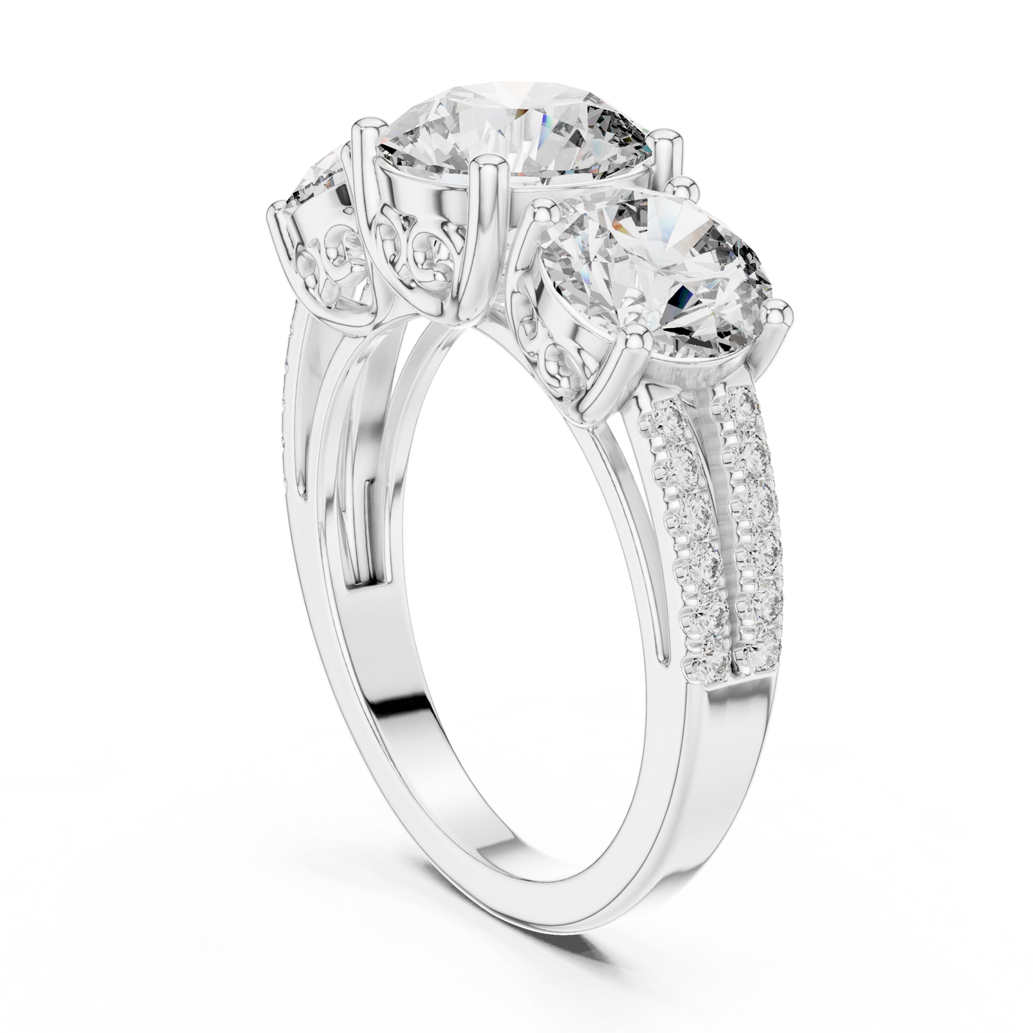 Royal Triple Diamonds with Diamond border Ring - SB-9-47