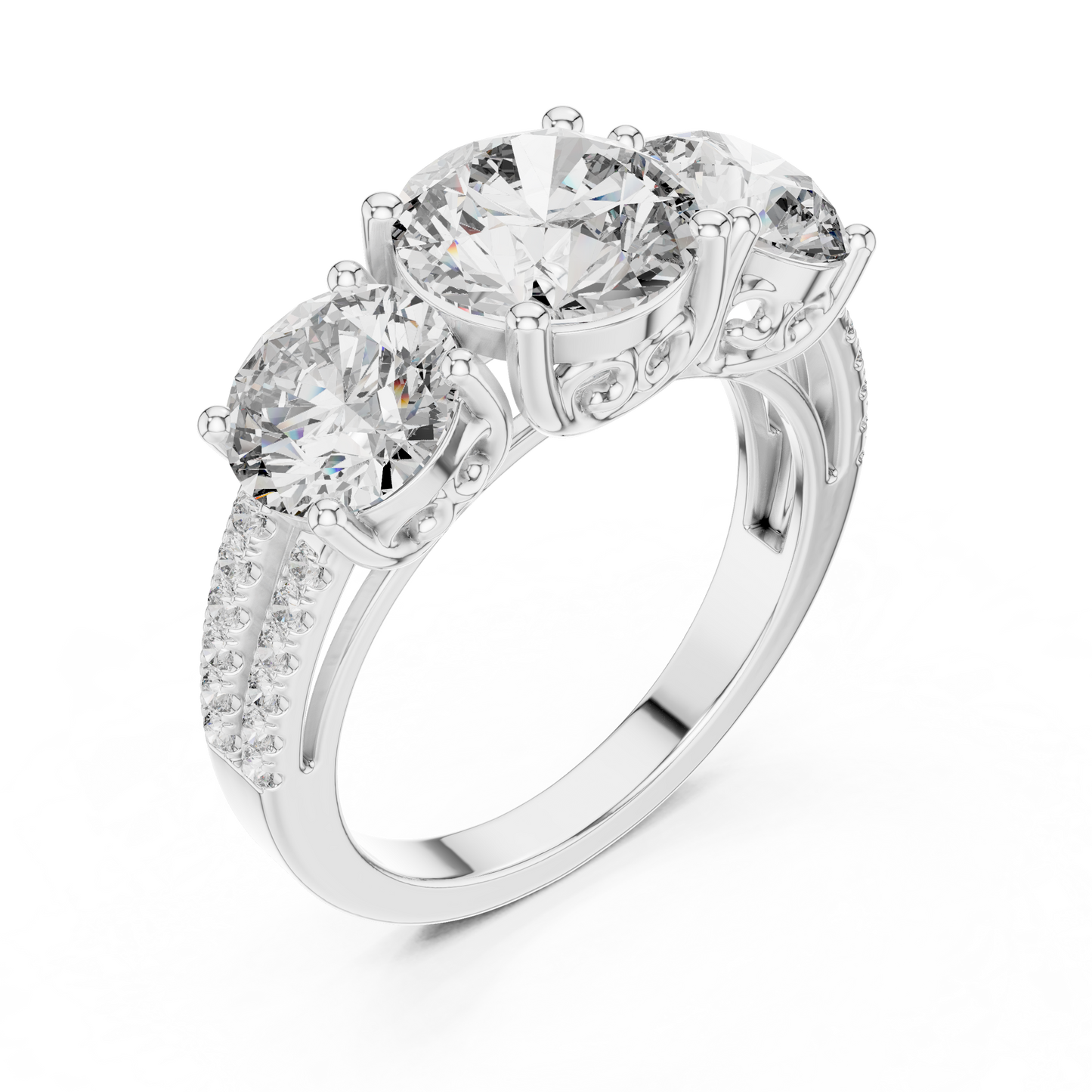Royal Triple Diamonds with Diamond border Ring - SB-9-47