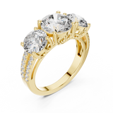 Royal Triple Diamonds with Diamond border Ring - SB-9-47