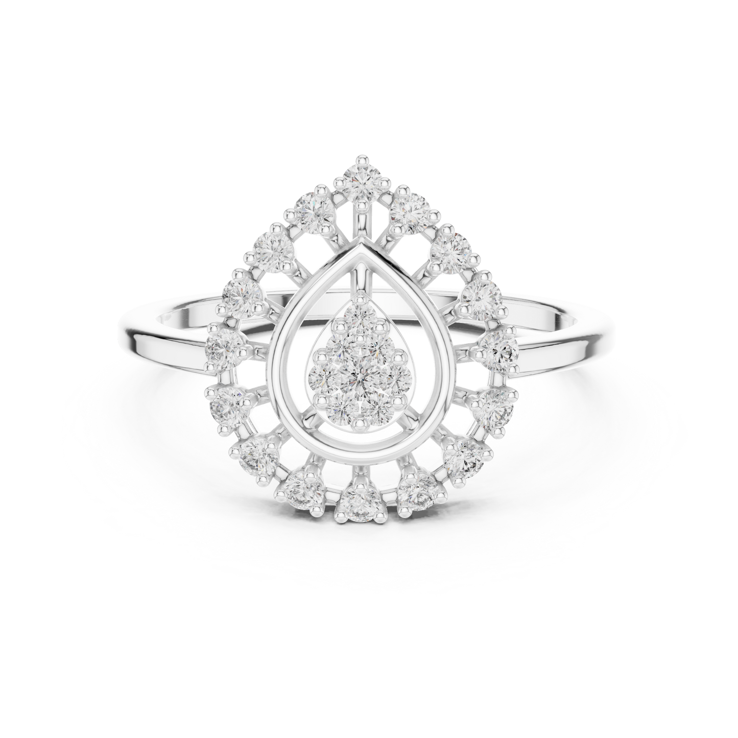 Peacock Feather Shaped Diamond Ring - SB-9-55