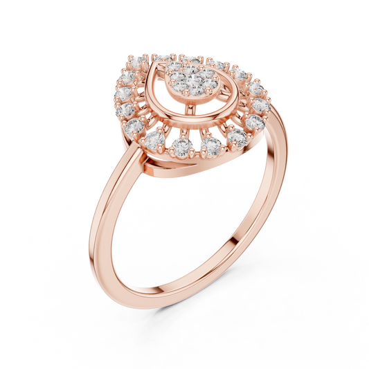 Peacock Feather Shaped Diamond Ring - SB-9-55