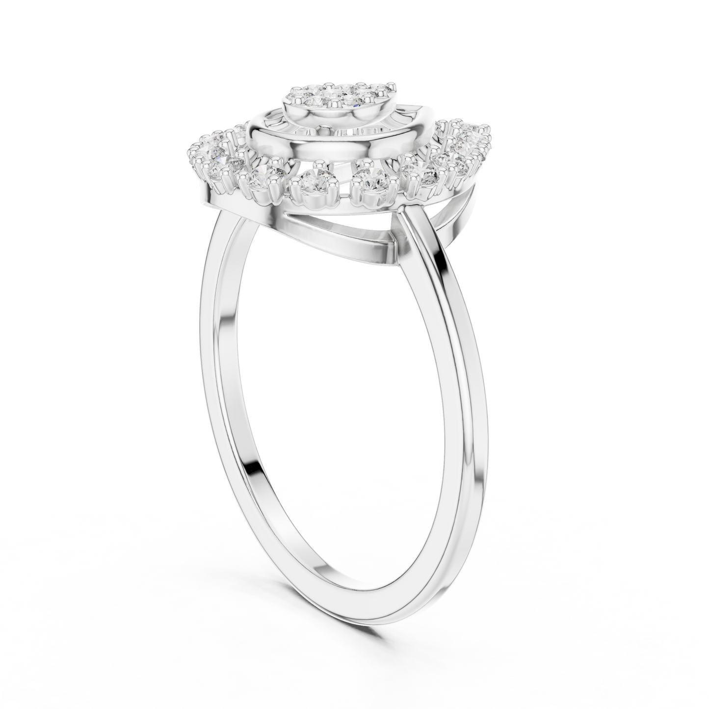 Peacock Feather Shaped Diamond Ring - SB-9-55