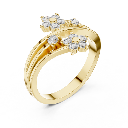 Dual Flower Design Diamond Ring SB-9-63