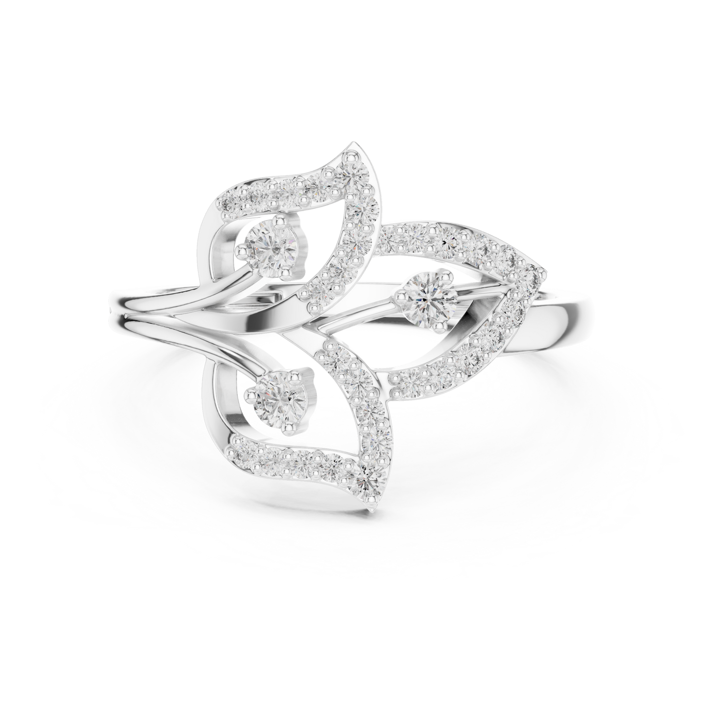 3 Leaf Lotus Diamond Ring SB-9-65