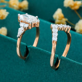 Elegant Marquise & V-Shaped Diamond Ring Set