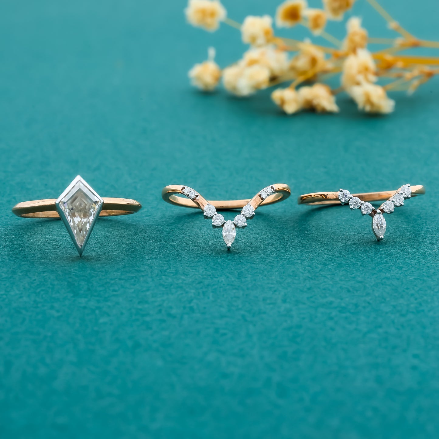 Trinity Spark – 3-in-1 Rose Gold Diamond Ring Set