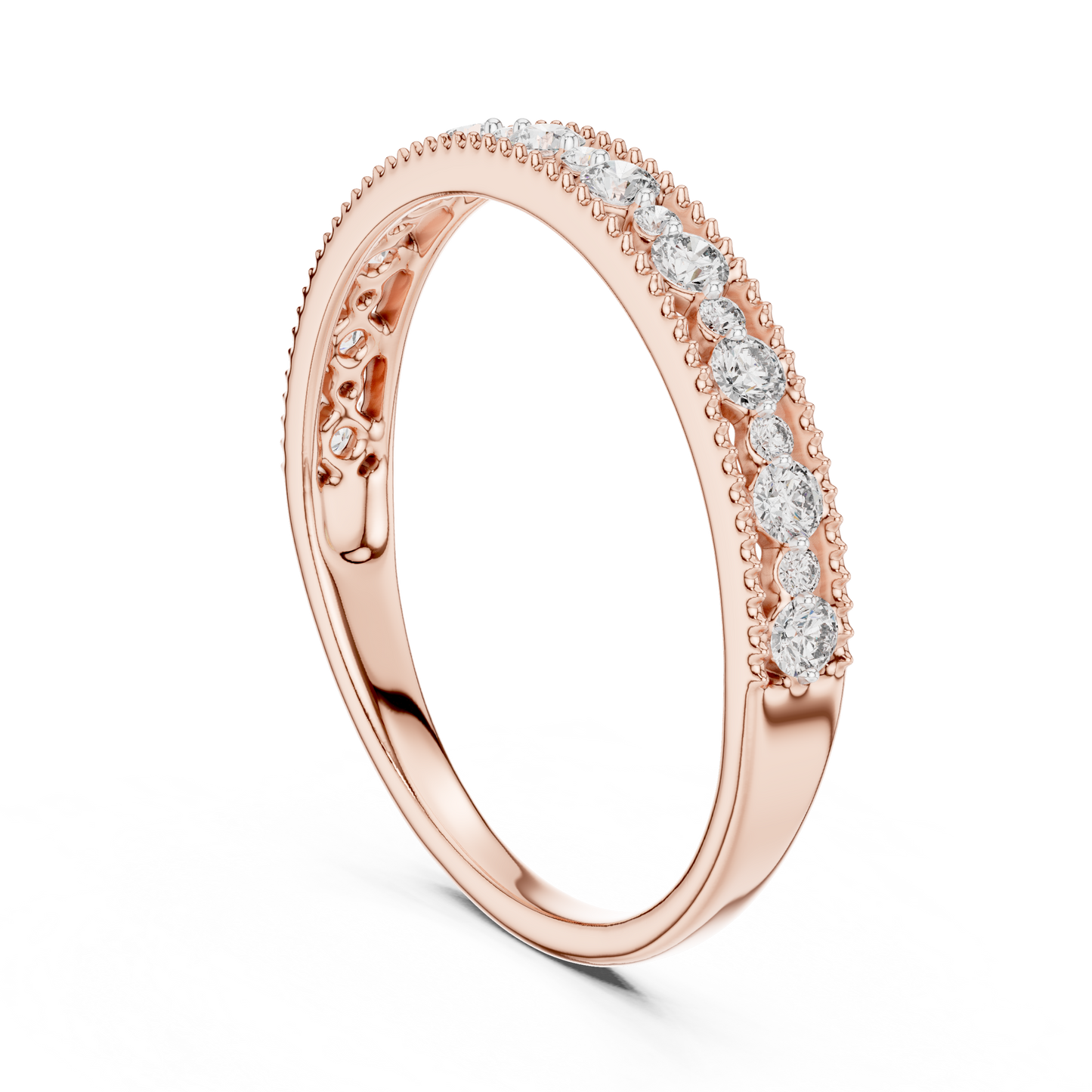 Dotted Border Half Line Diamond Ring - SB-6-11