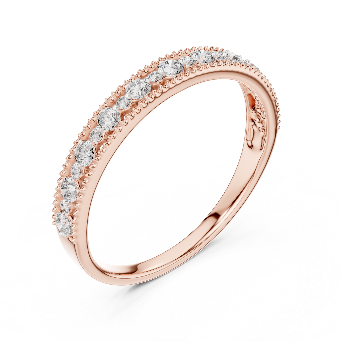 Dotted Border Half Line Diamond Ring - SB-6-11