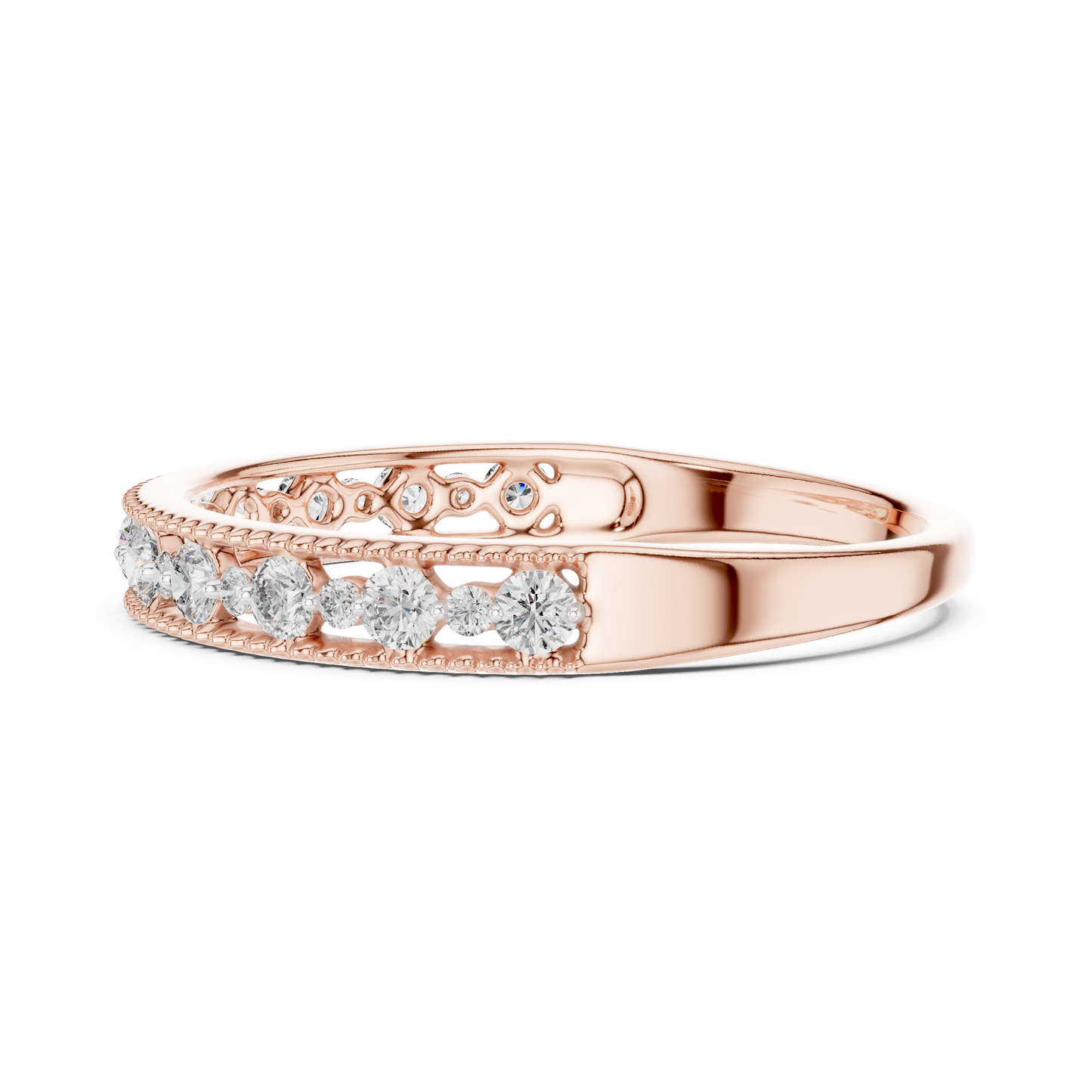 Dotted Border Half Line Diamond Ring - SB-6-11