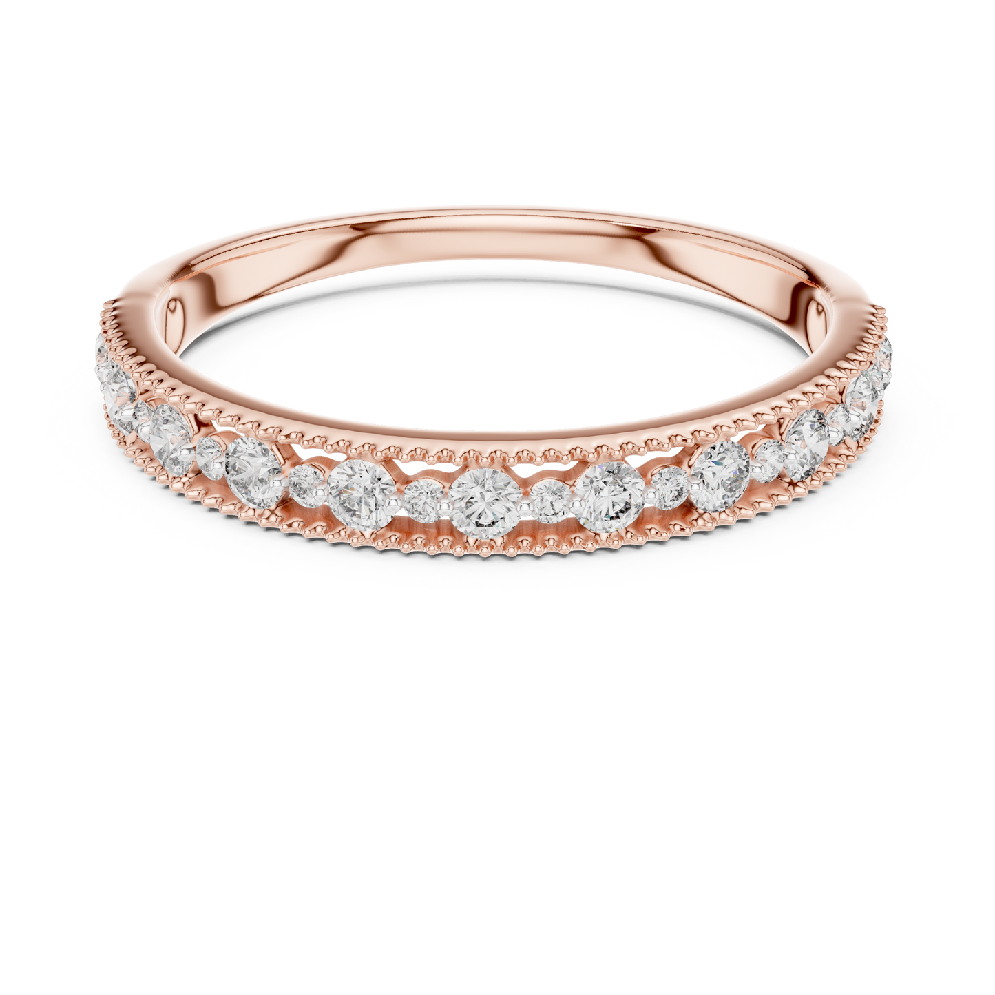 Dotted Border Half Line Diamond Ring - SB-6-11