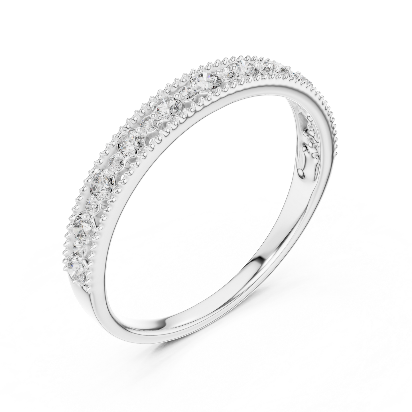 Dotted Border Half Line Diamond Ring - SB-6-11