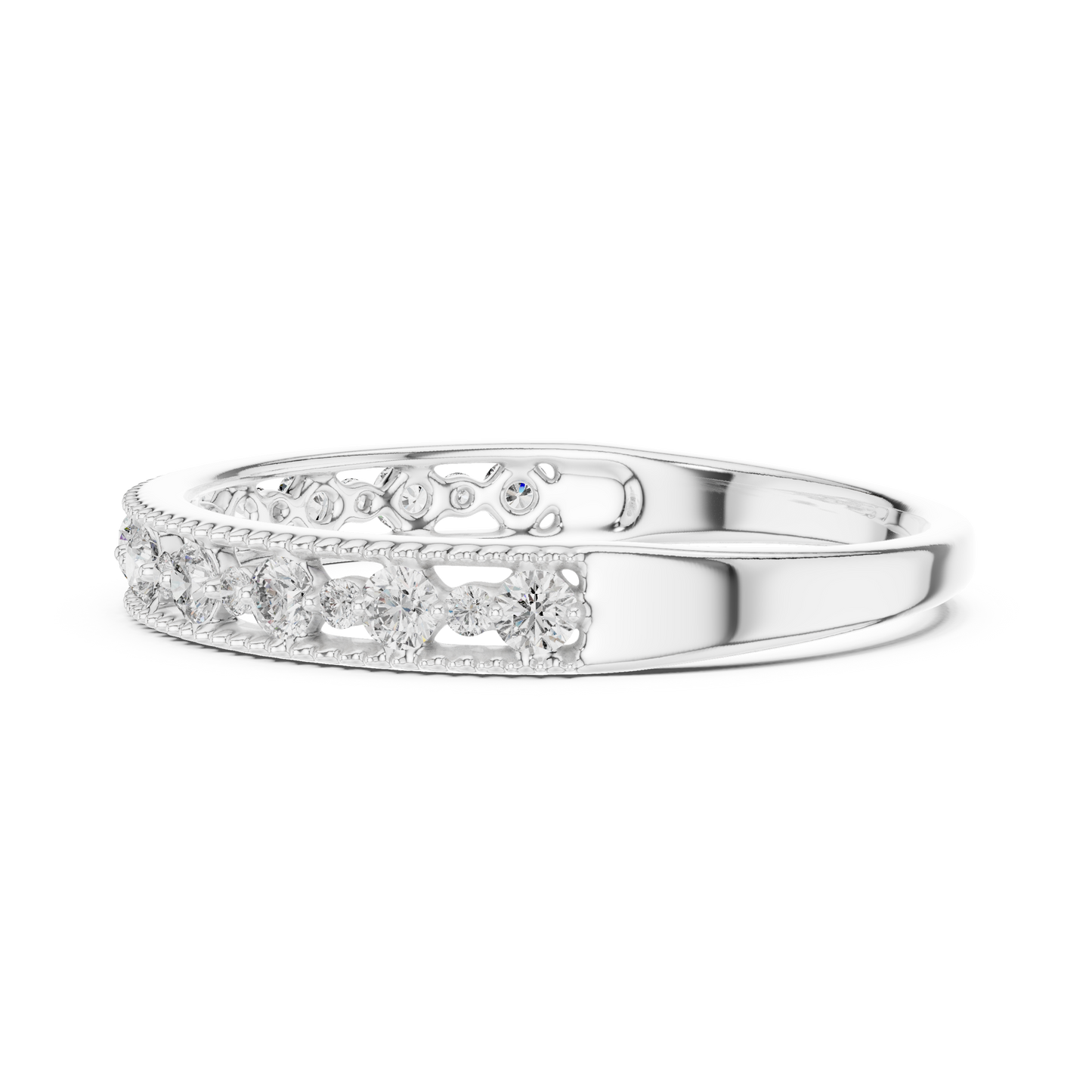 Dotted Border Half Line Diamond Ring - SB-6-11