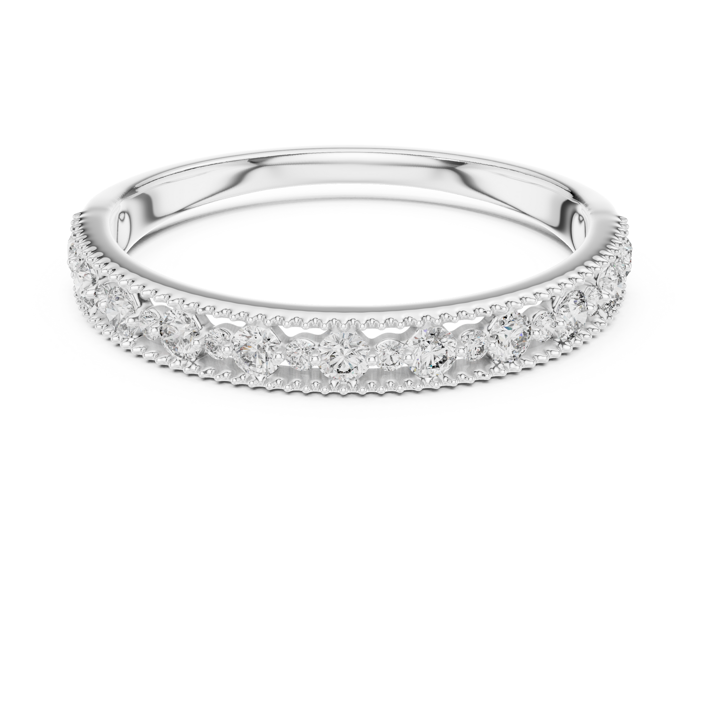 Dotted Border Half Line Diamond Ring - SB-6-11