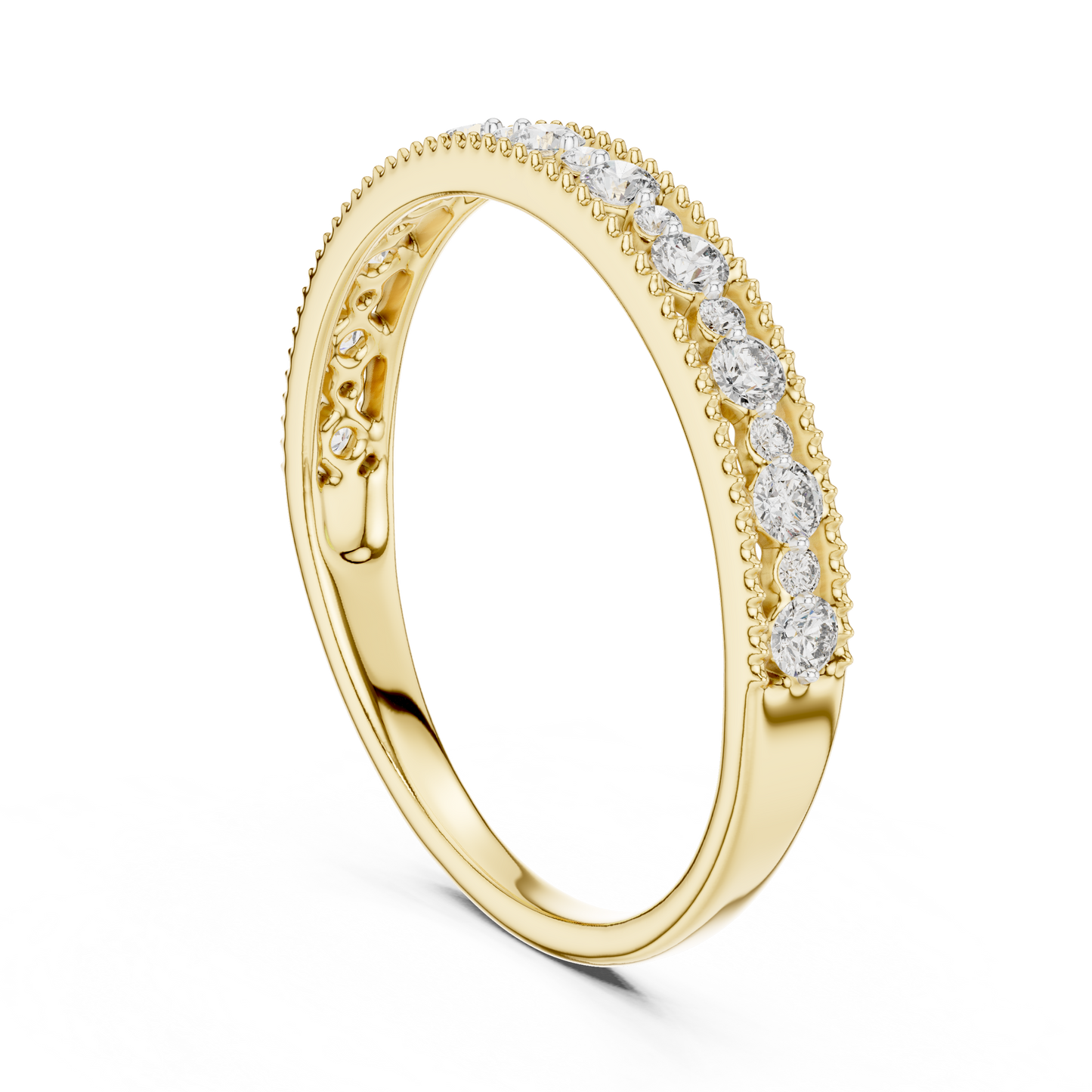 Dotted Border Half Line Diamond Ring - SB-6-11