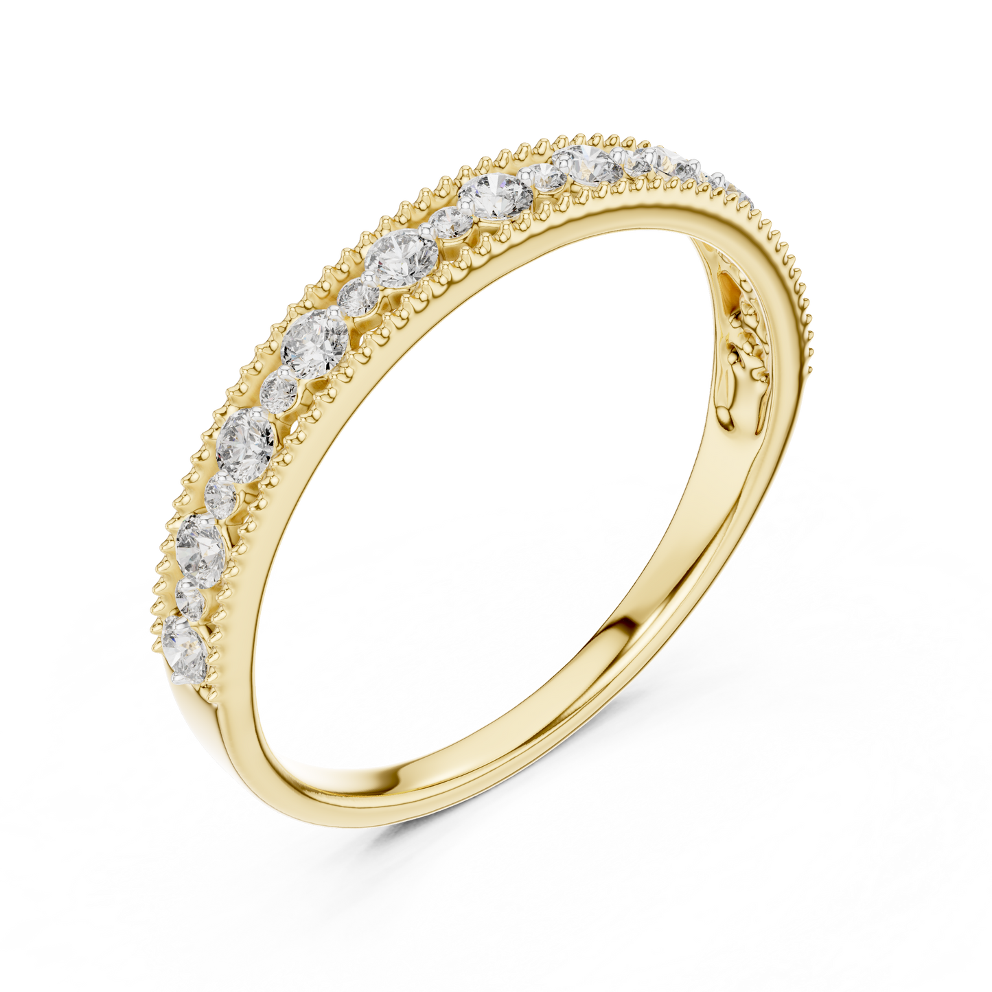 Dotted Border Half Line Diamond Ring - SB-6-11