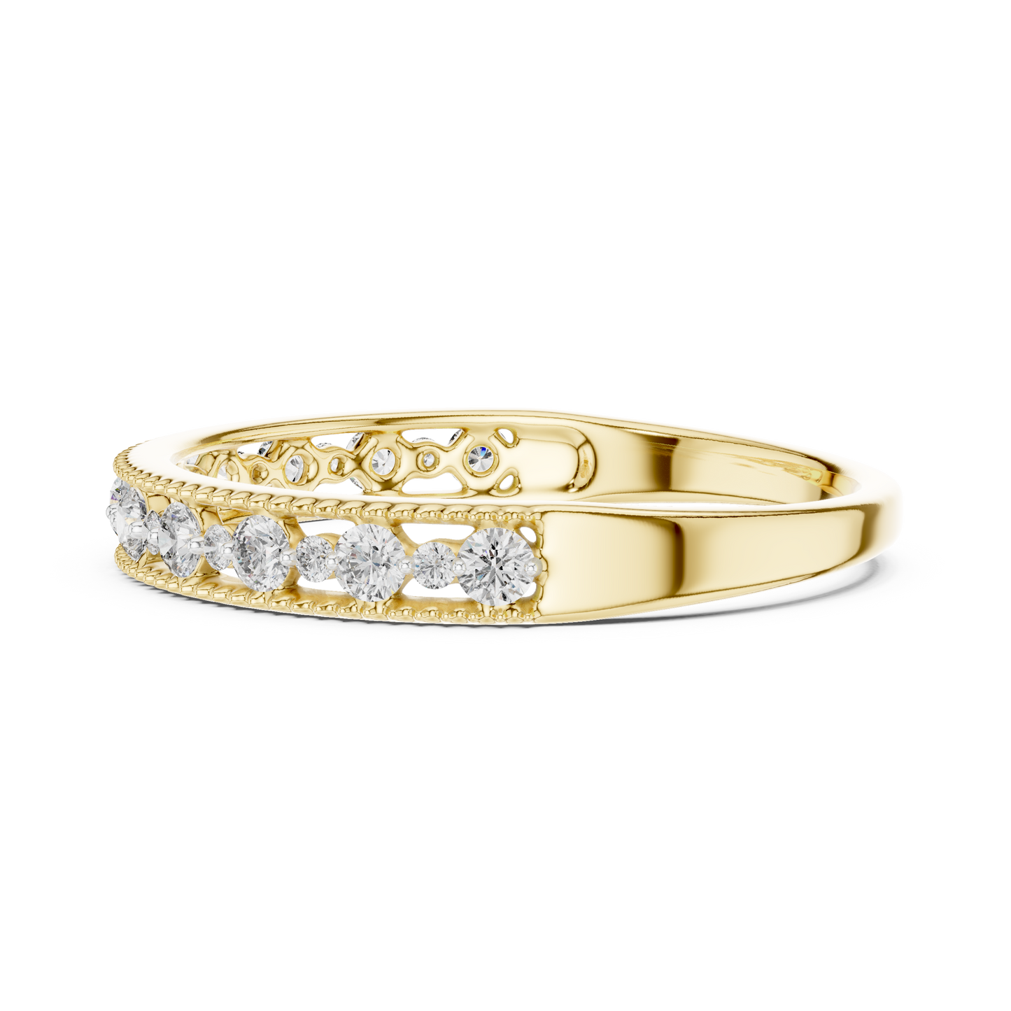 Dotted Border Half Line Diamond Ring - SB-6-11