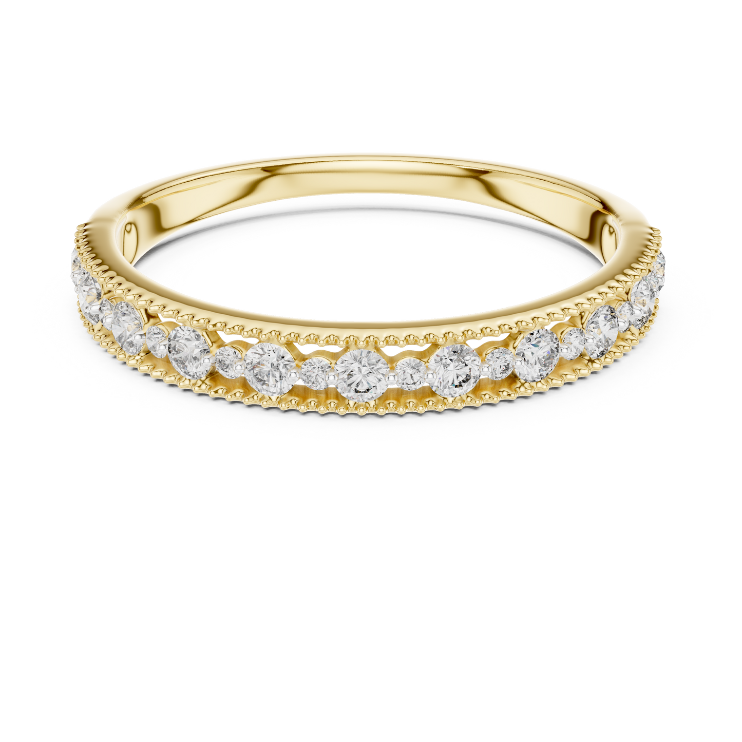 Dotted Border Half Line Diamond Ring - SB-6-11