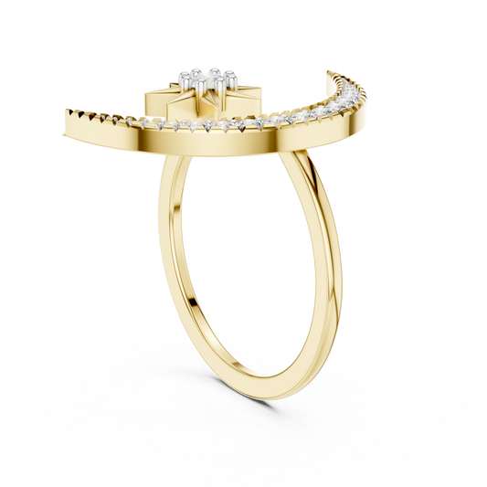 Moon And Star Diamond Ring - SB-6-16