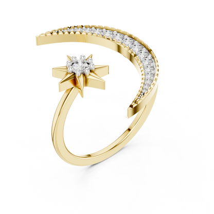 Moon And Star Diamond Ring - SB-6-16