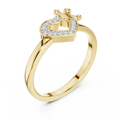 Heart And Crown Diamond Ring - SB-6-25