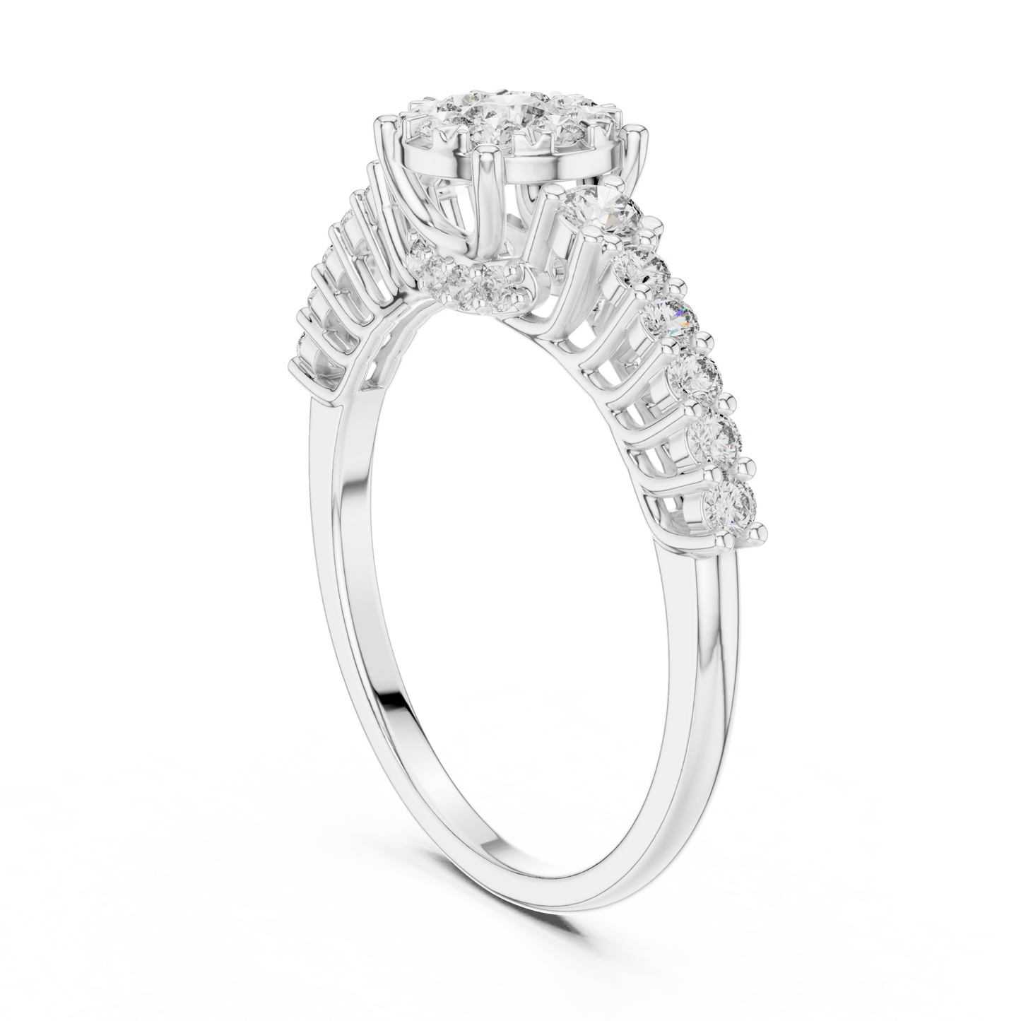 Flower Style Diamond Engagement Ring SB-9-71