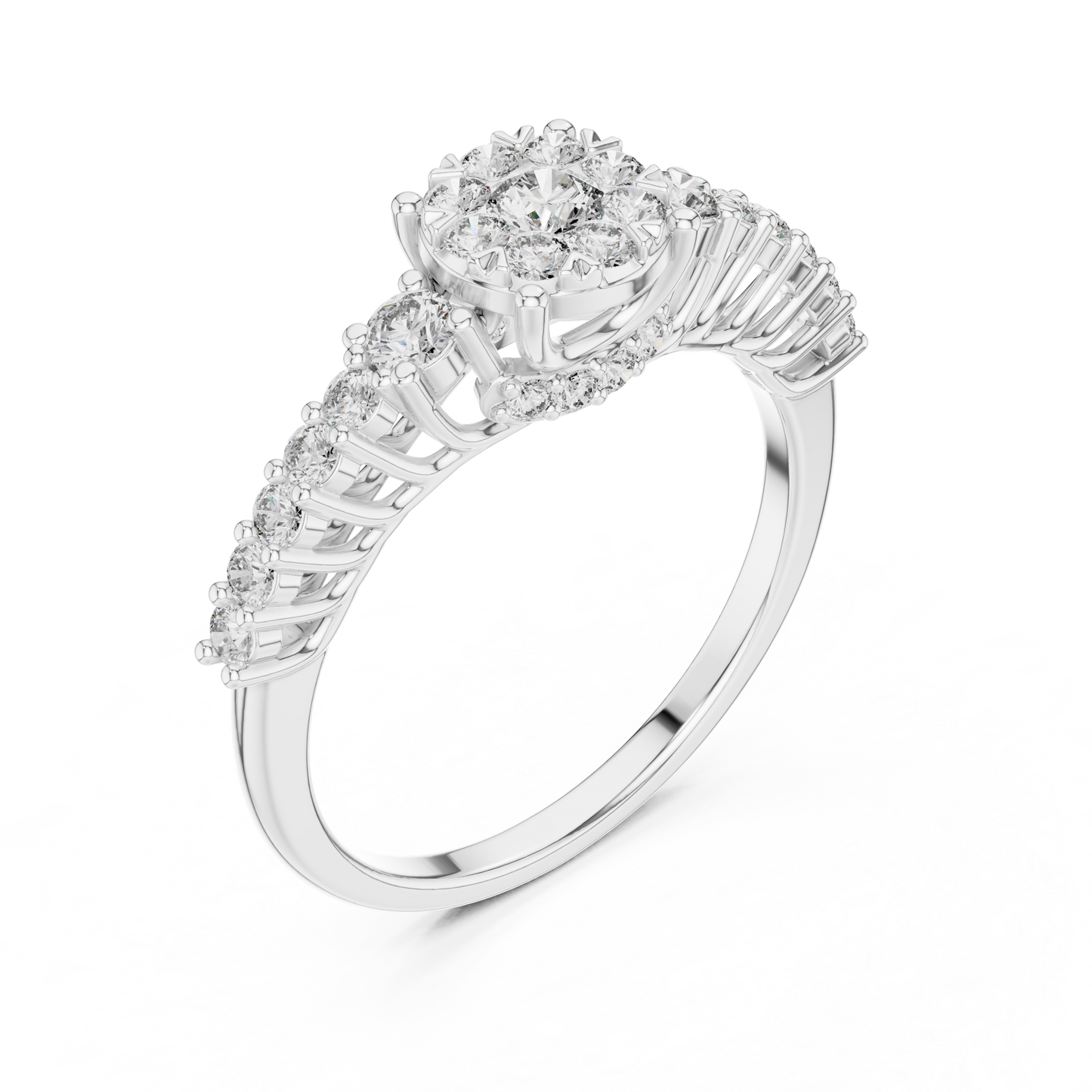 Flower Style Diamond Engagement Ring SB-9-71