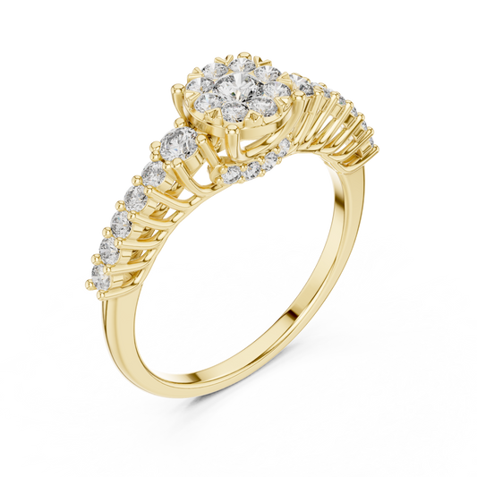 Flower Style Diamond Engagement Ring SB-9-71