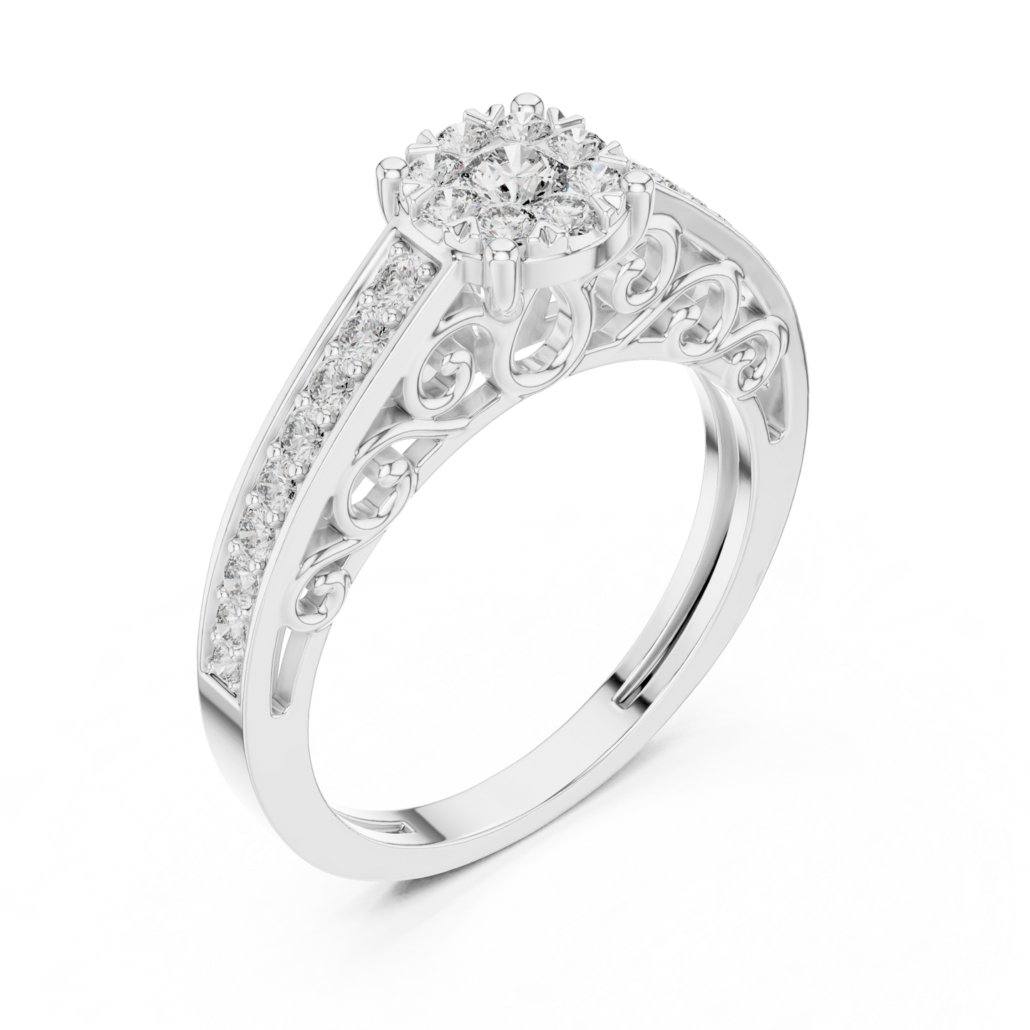 Waves Style Royal Diamond Engagement Ring SB-9-72