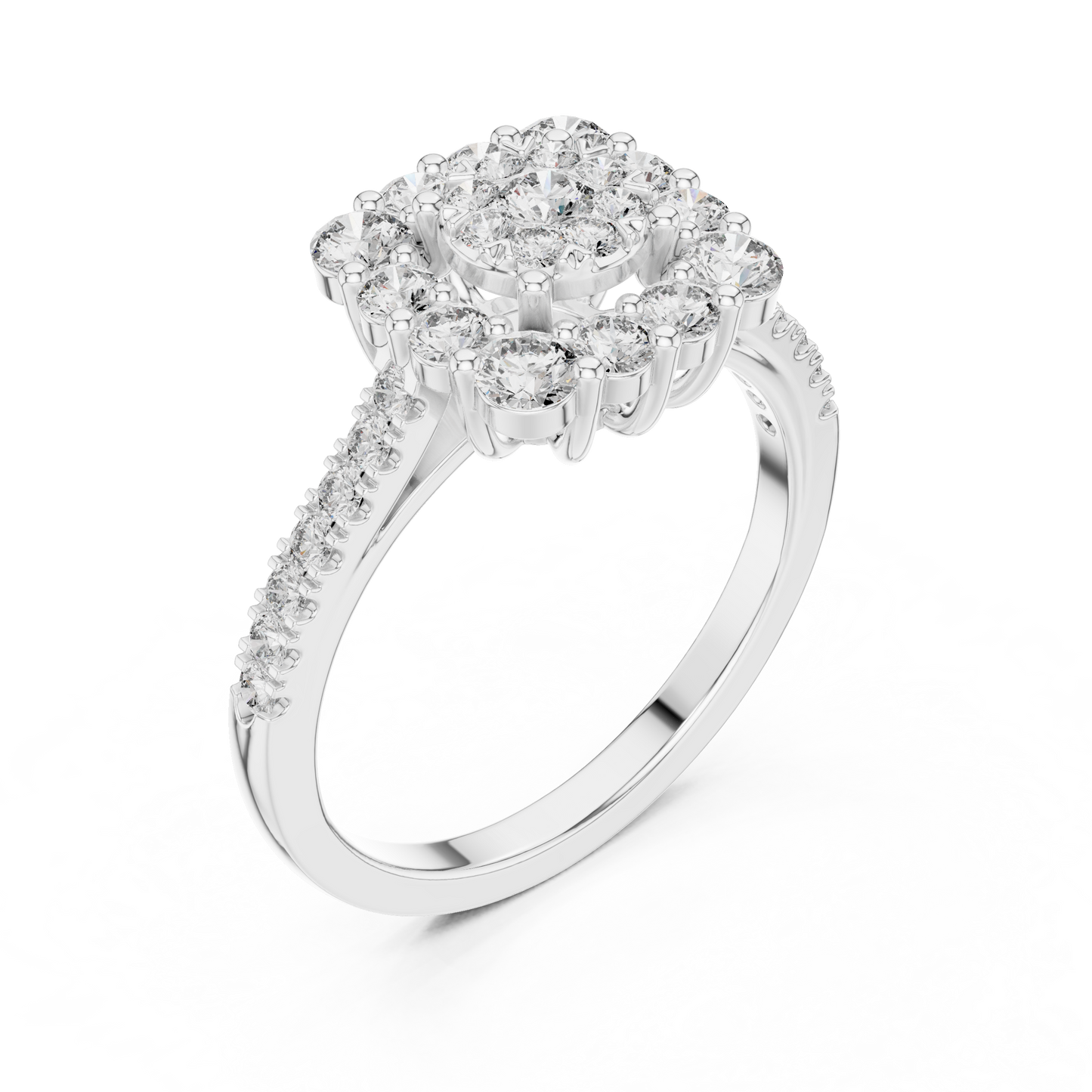 Square Framed Diamonds with Diamond Core Engagement Ring SB-9-76