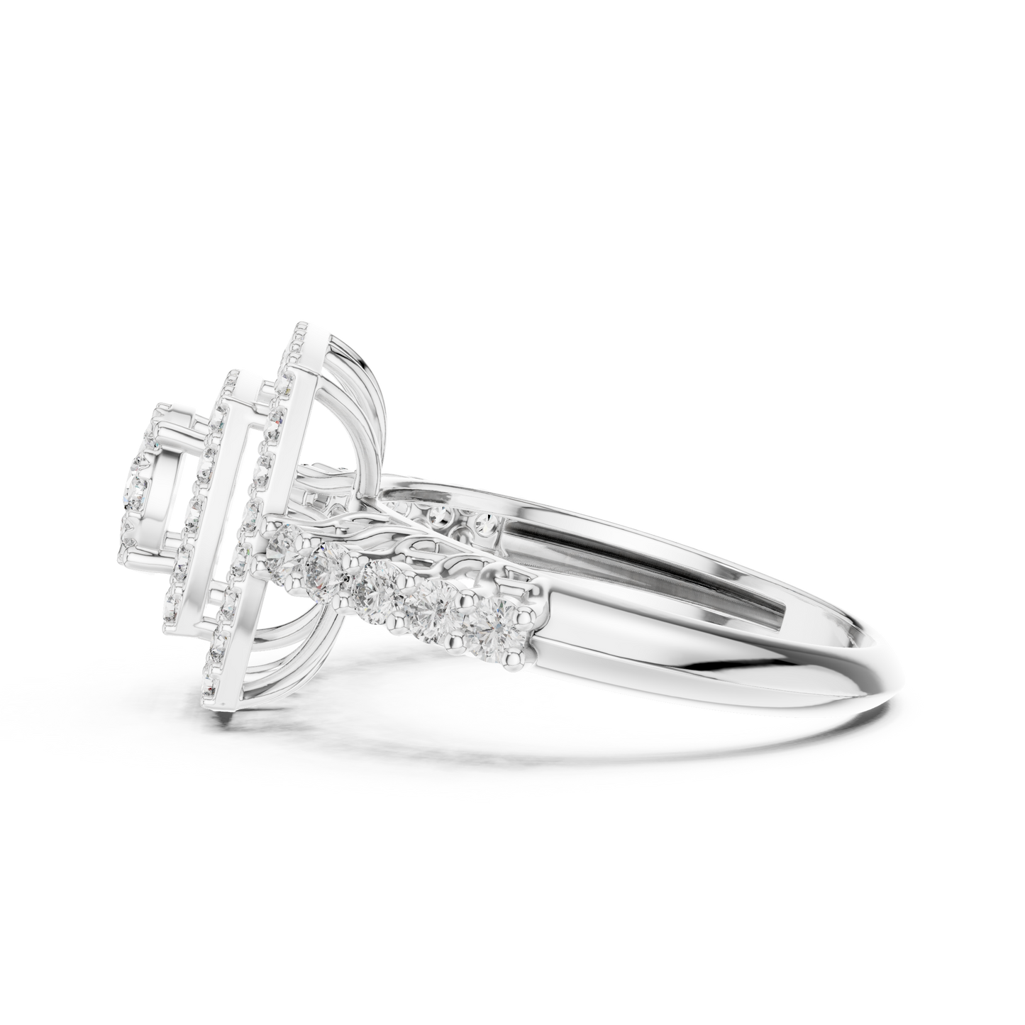 Dual Square Frame Diamond Ring SB-9-77