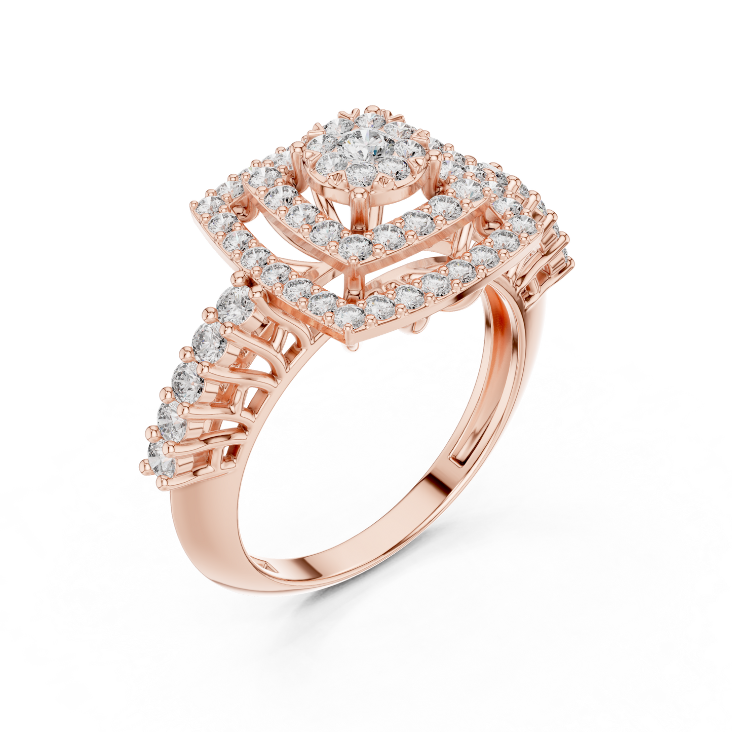 Dual Square Frame Diamond Ring SB-9-77