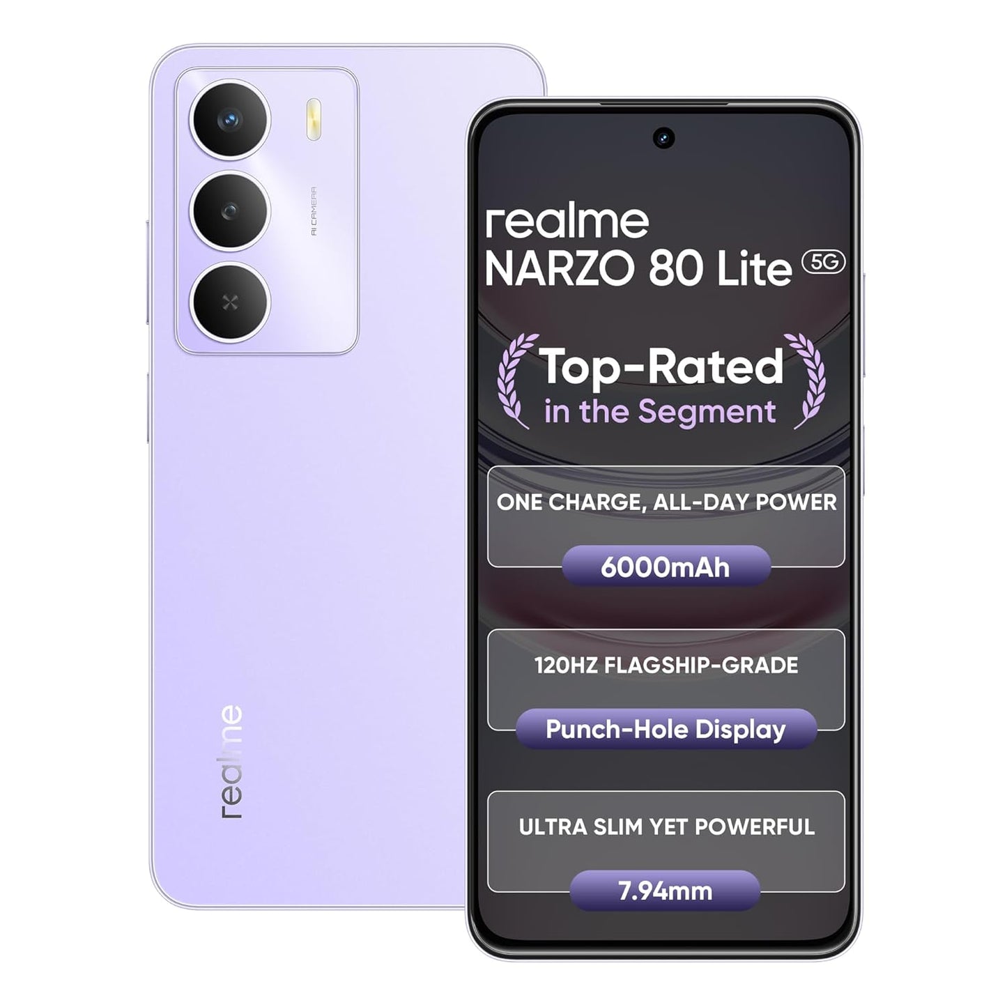 realme NARZO 80 Lite 5G | 6000mAh Long-Lasting Battery