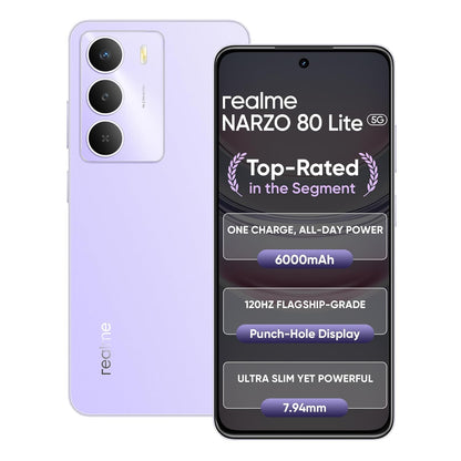 realme NARZO 80 Lite 5G | 6000mAh Long-Lasting Battery