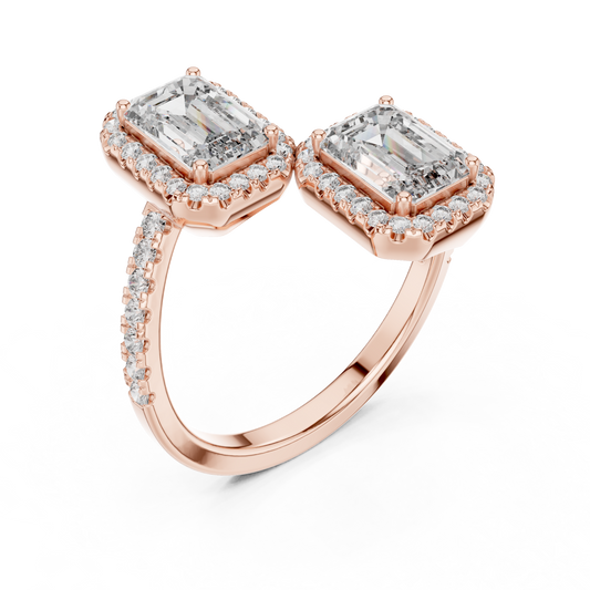 Dual Square Diamond Clip Ring - SB-9-3