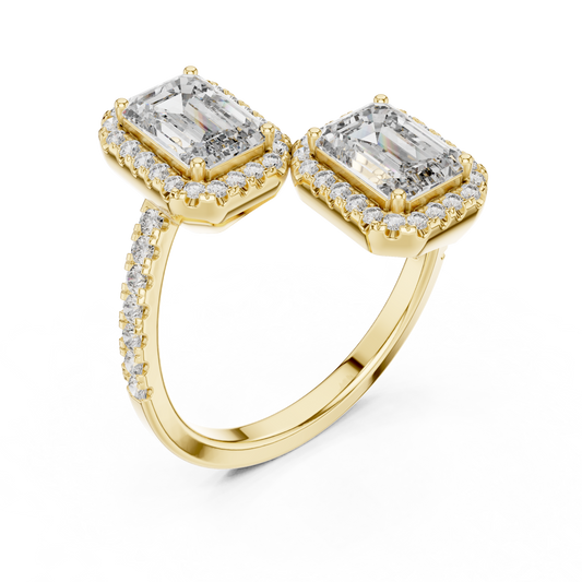 Dual Square Diamond Clip Ring - SB-9-3