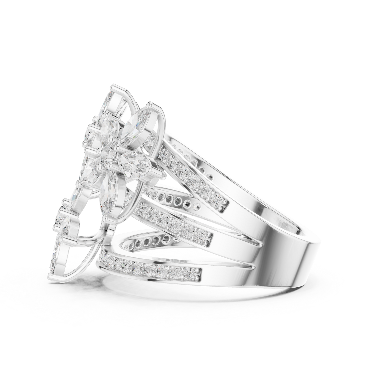 3 Layer Flowers Diamond Ring - SB-9-6