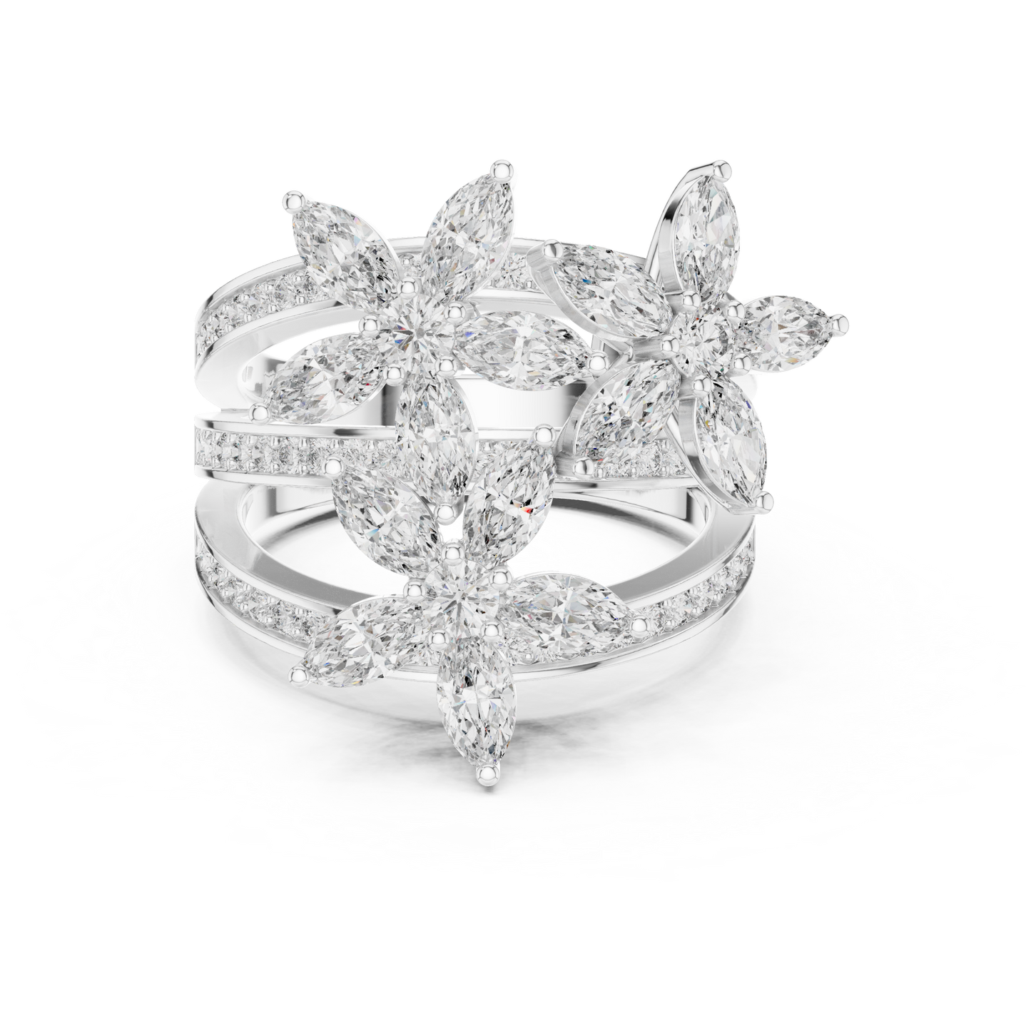 3 Layer Flowers Diamond Ring - SB-9-6