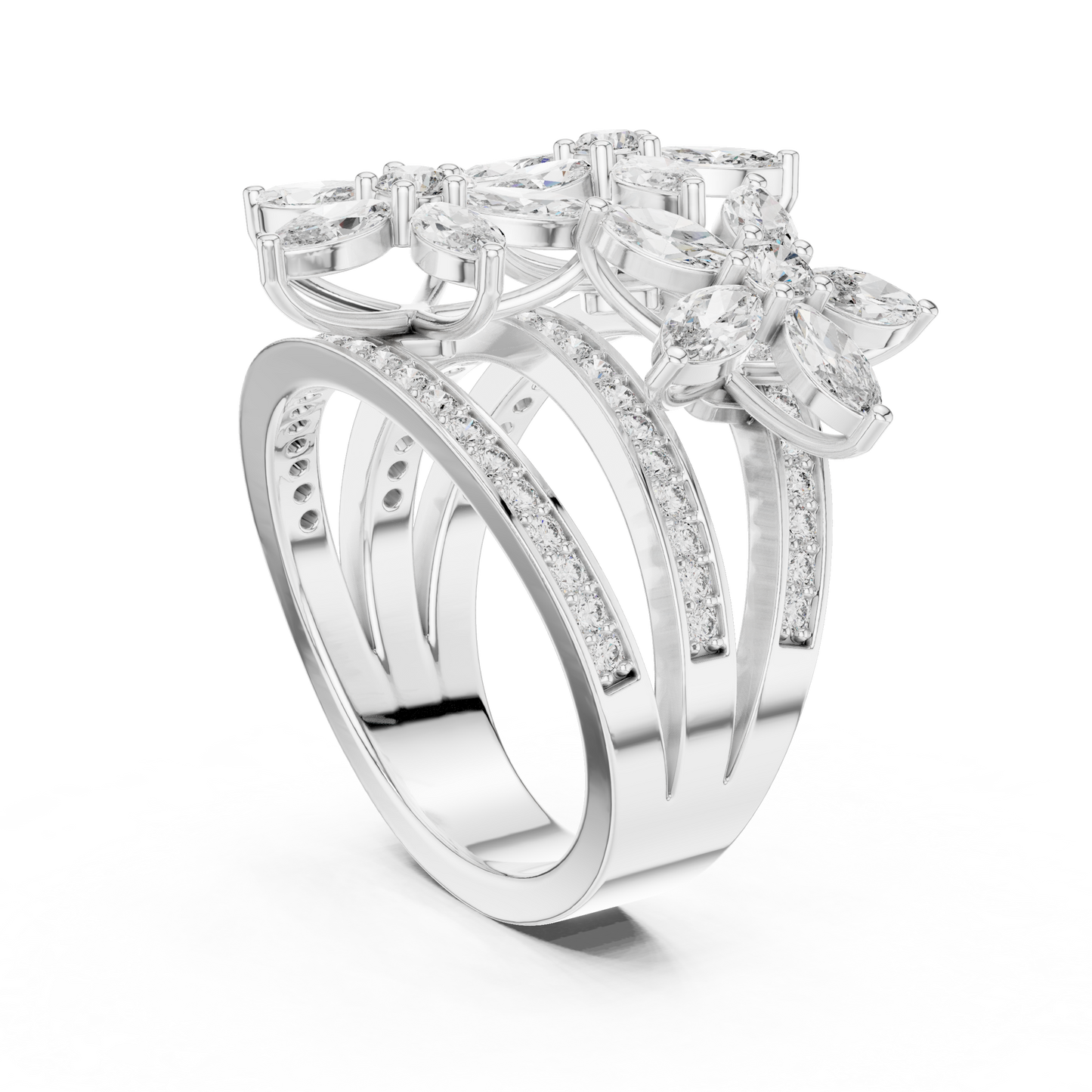 3 Layer Flowers Diamond Ring - SB-9-6