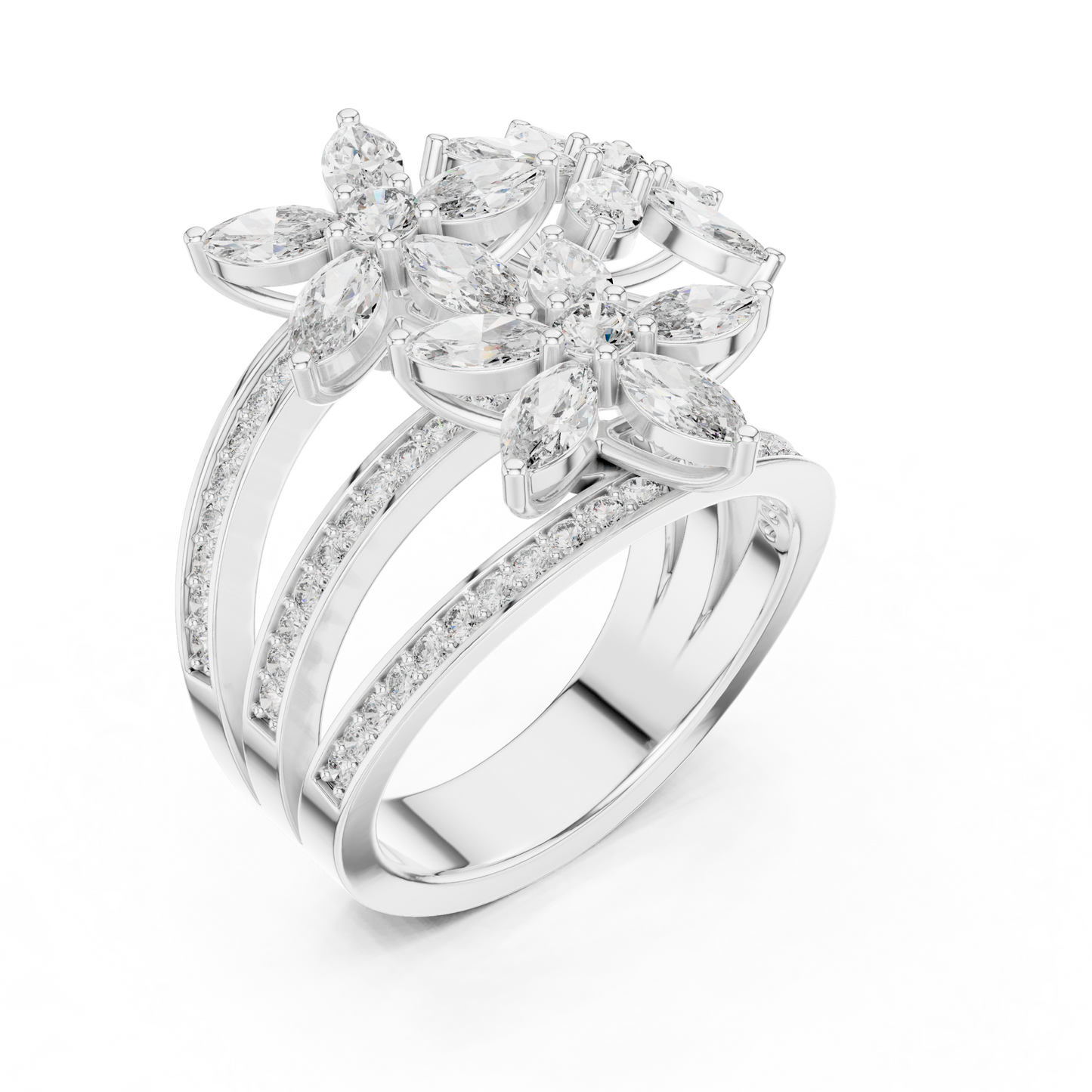 3 Layer Flowers Diamond Ring - SB-9-6