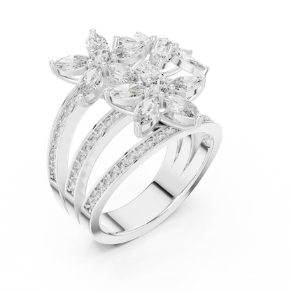 3 Layer Flowers Diamond Ring - SB-9-6