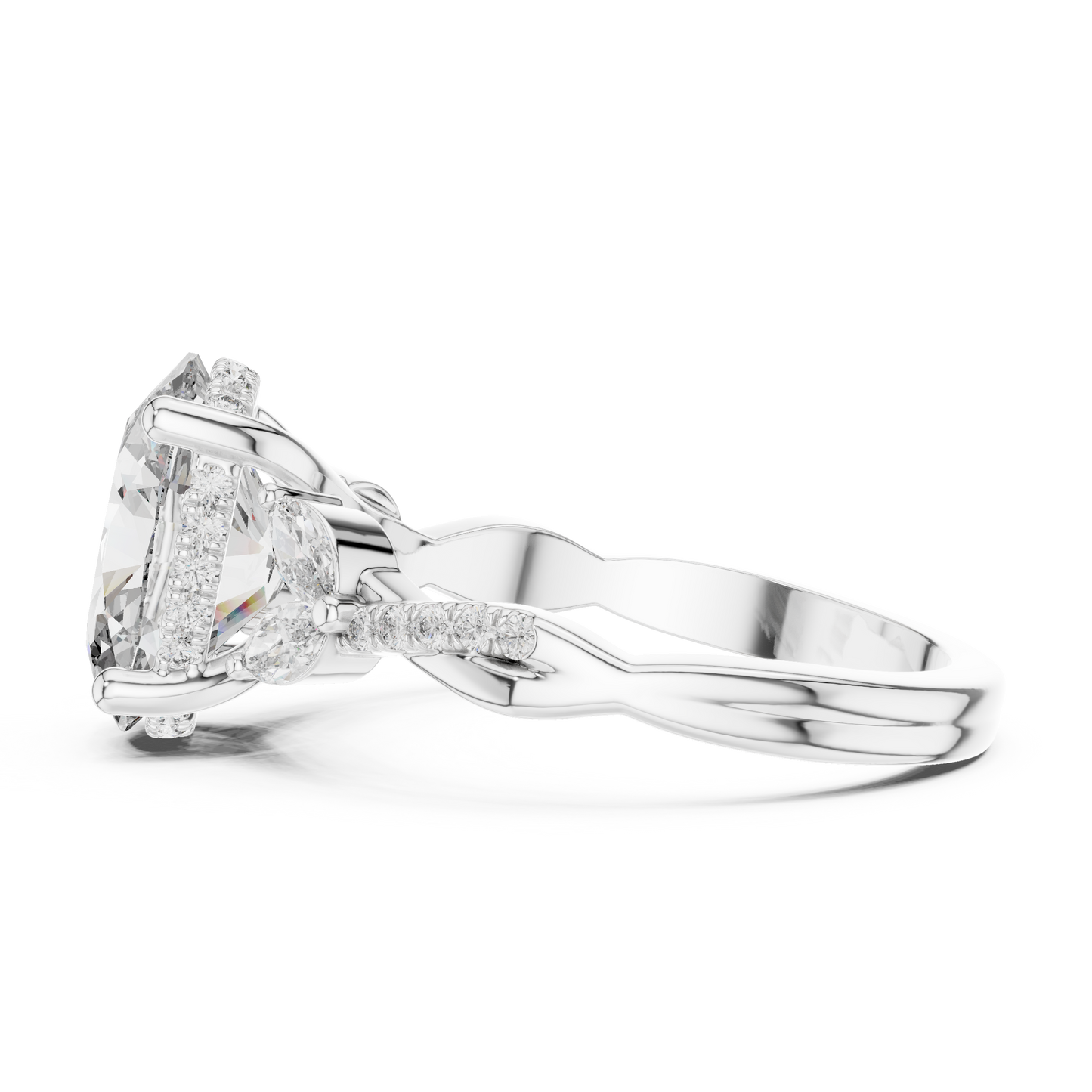 Large Oval Leaf Handle Diamond Ring - SB-9-12