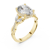 Large Oval Leaf Handle Diamond Ring - SB-9-12