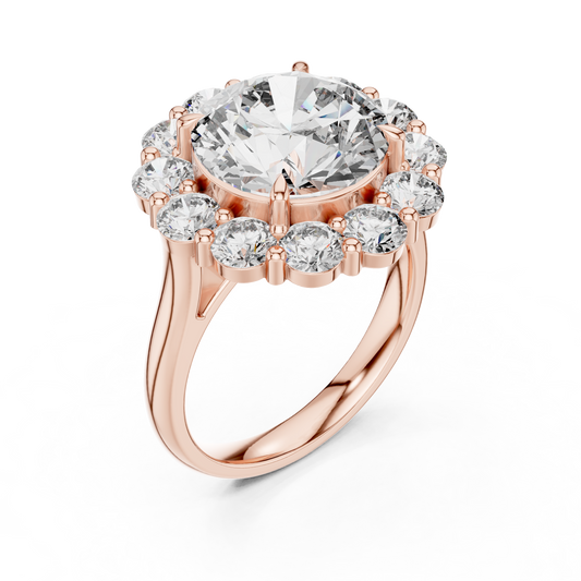 Large Round Diamond Flower Border Ring - SB-9-20