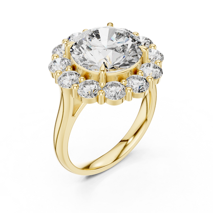 Large Round Diamond Flower Border Ring - SB-9-20