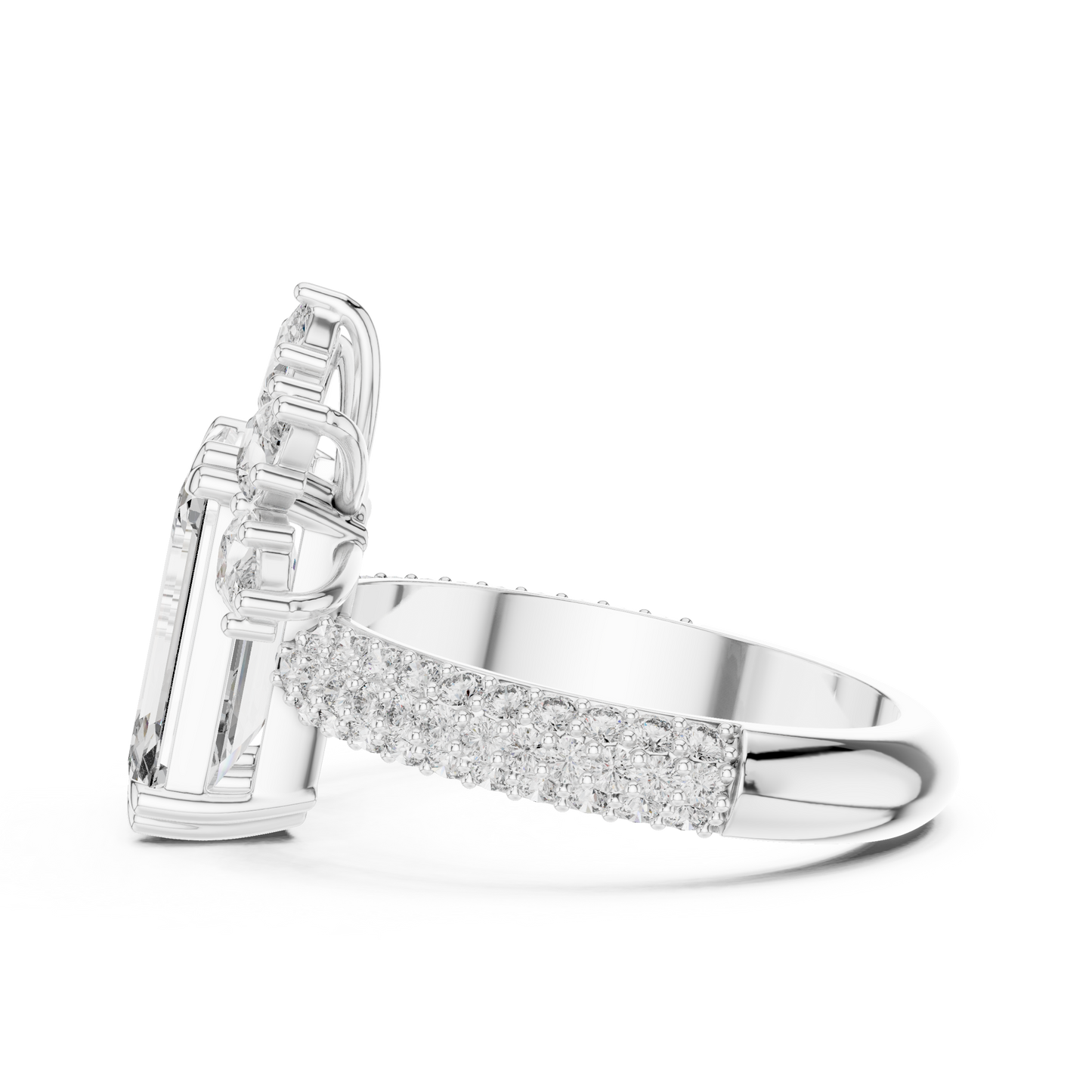 Large Square with Crown Diamond Ring - SB-9-24