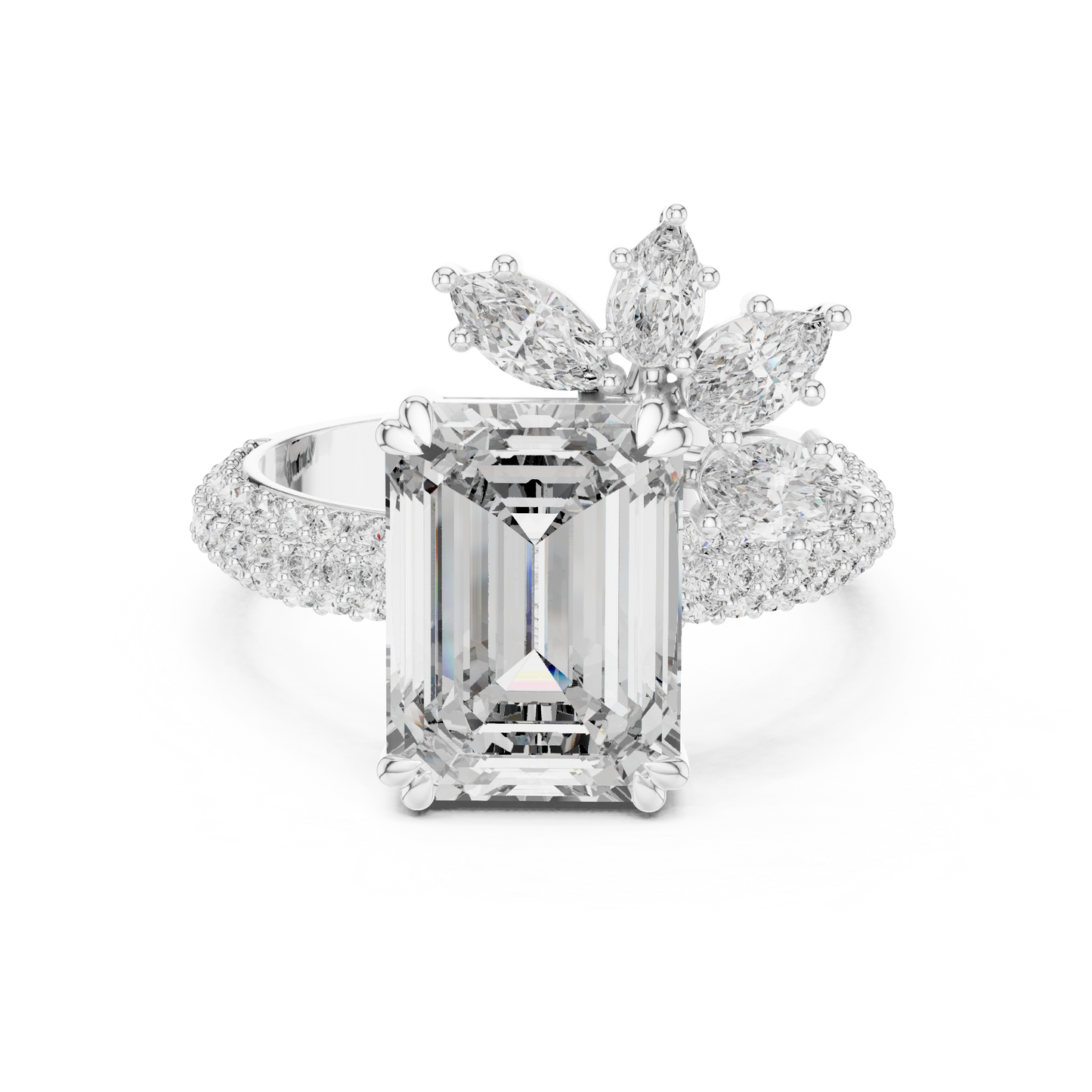 Large Square with Crown Diamond Ring - SB-9-24