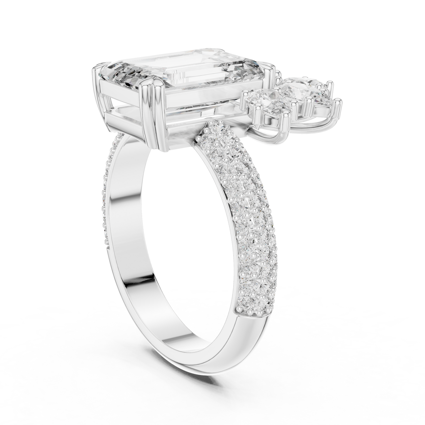 Large Square with Crown Diamond Ring - SB-9-24