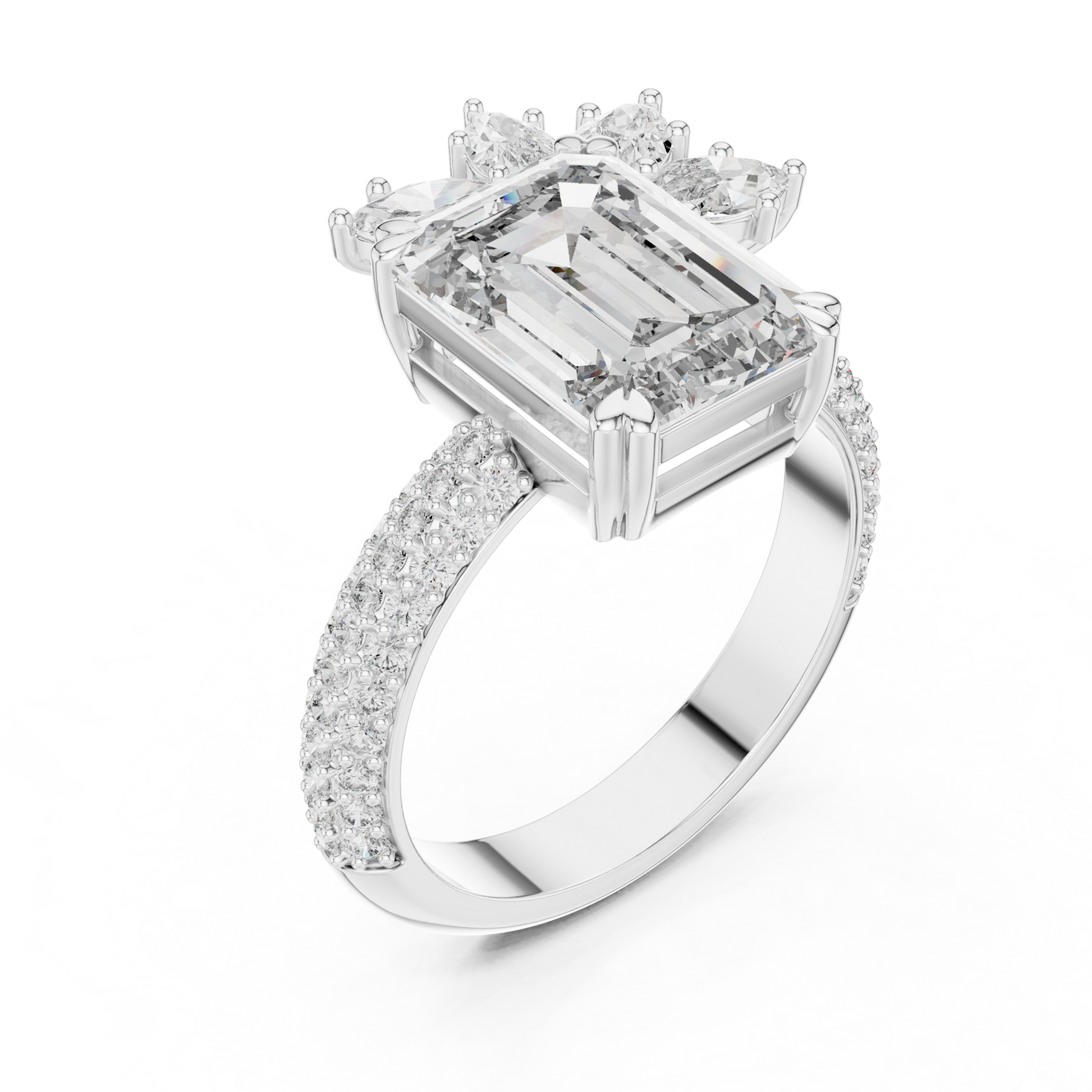 Large Square with Crown Diamond Ring - SB-9-24